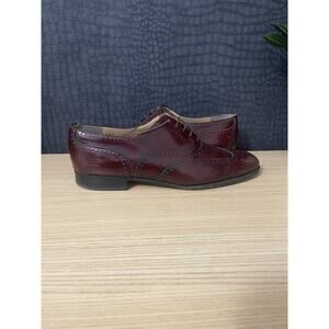 SALVATORE FERRAGAMO Burgundy All Leather Wingtip Oxfords Men's Shoes size 10D